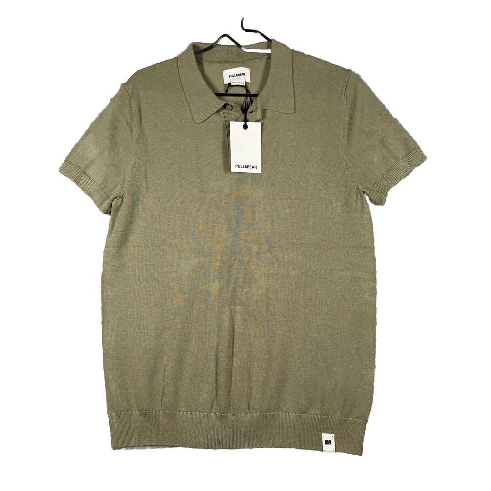 Pull & Bear Men's Short Sleeve Polo Shirt Green  Medium NWT‎